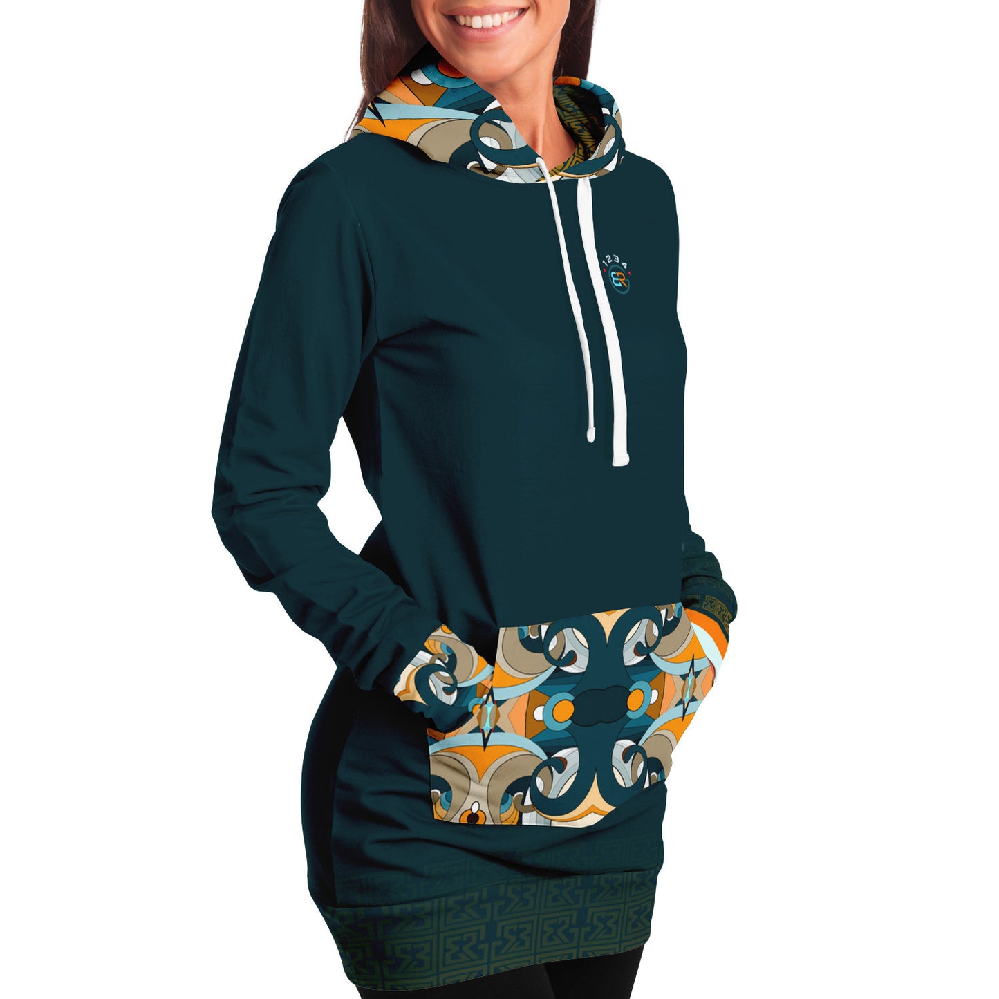 Blue Peru Hoodie Dress